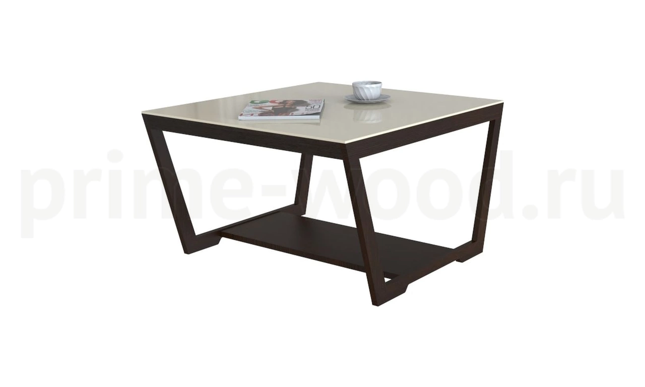 Столик журнальный BeautyStyle 1 70x70x43 цвет: Венге/бежевое стекло - фото 2